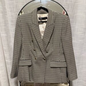 Zara Monochrome Houndstooth Blazer - Amazing Condition!